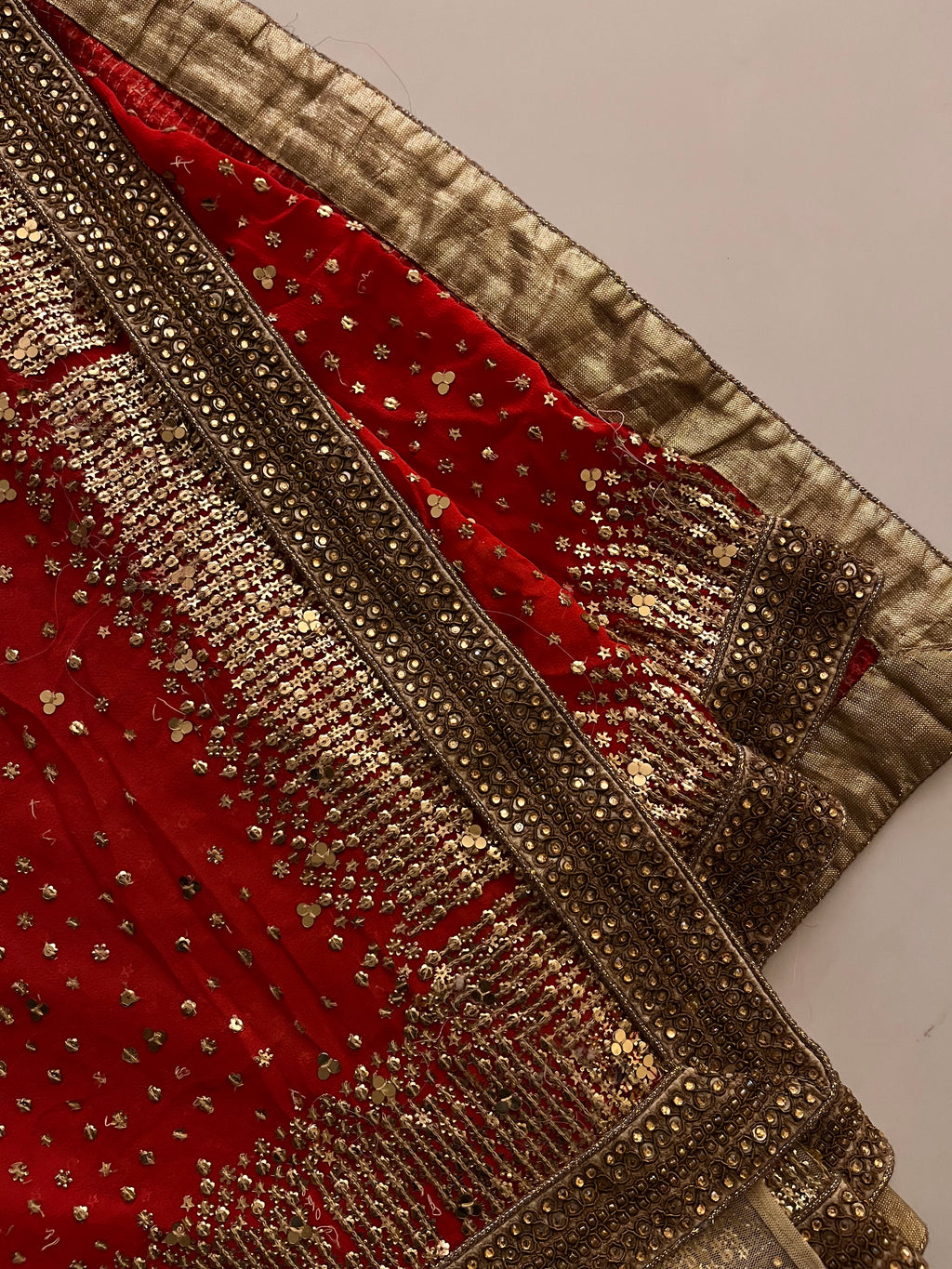 Orange and Crème sequins saree