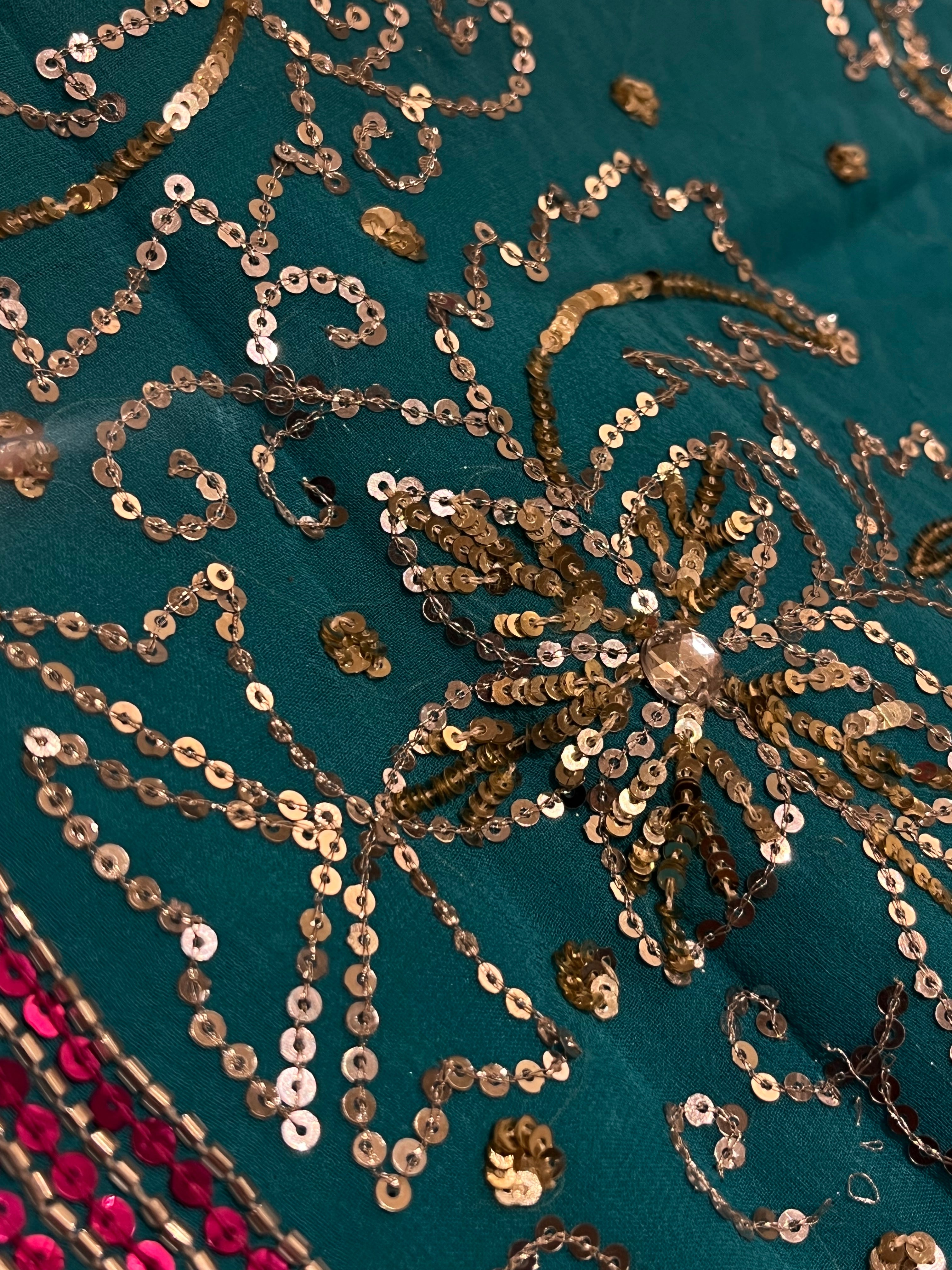 Firozi & Magenta Lehenga Set
