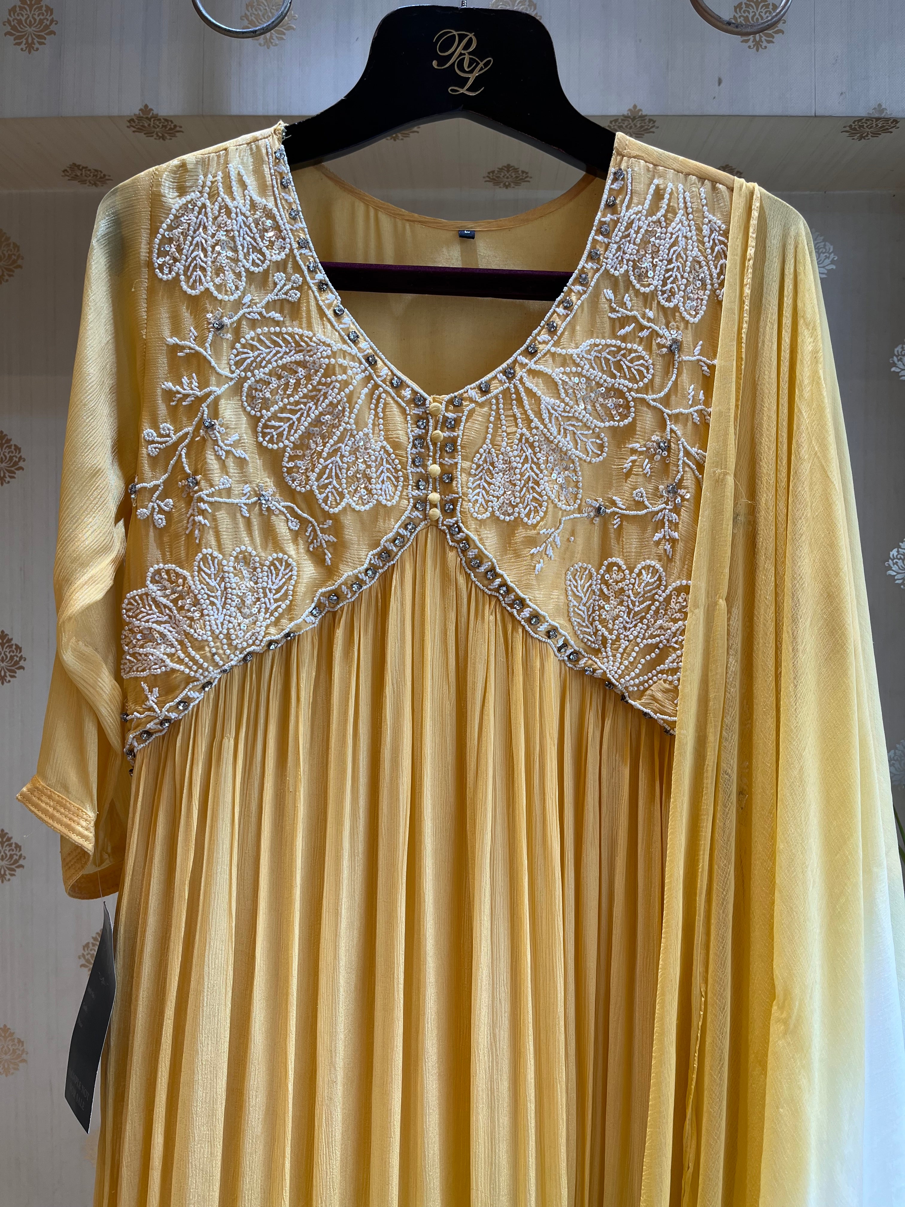 Pastel yellow Alia Cut Suit Set