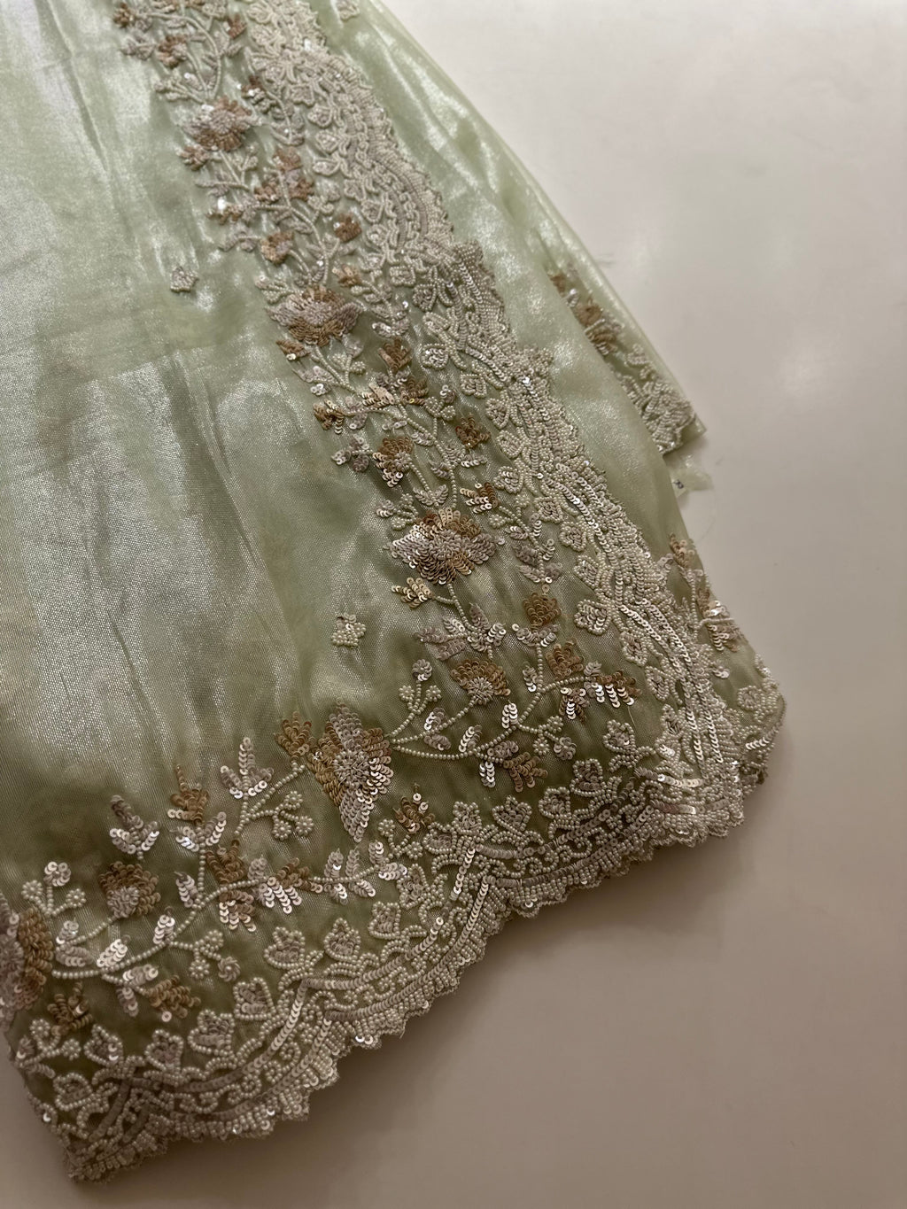Pistachio Tissue Saree