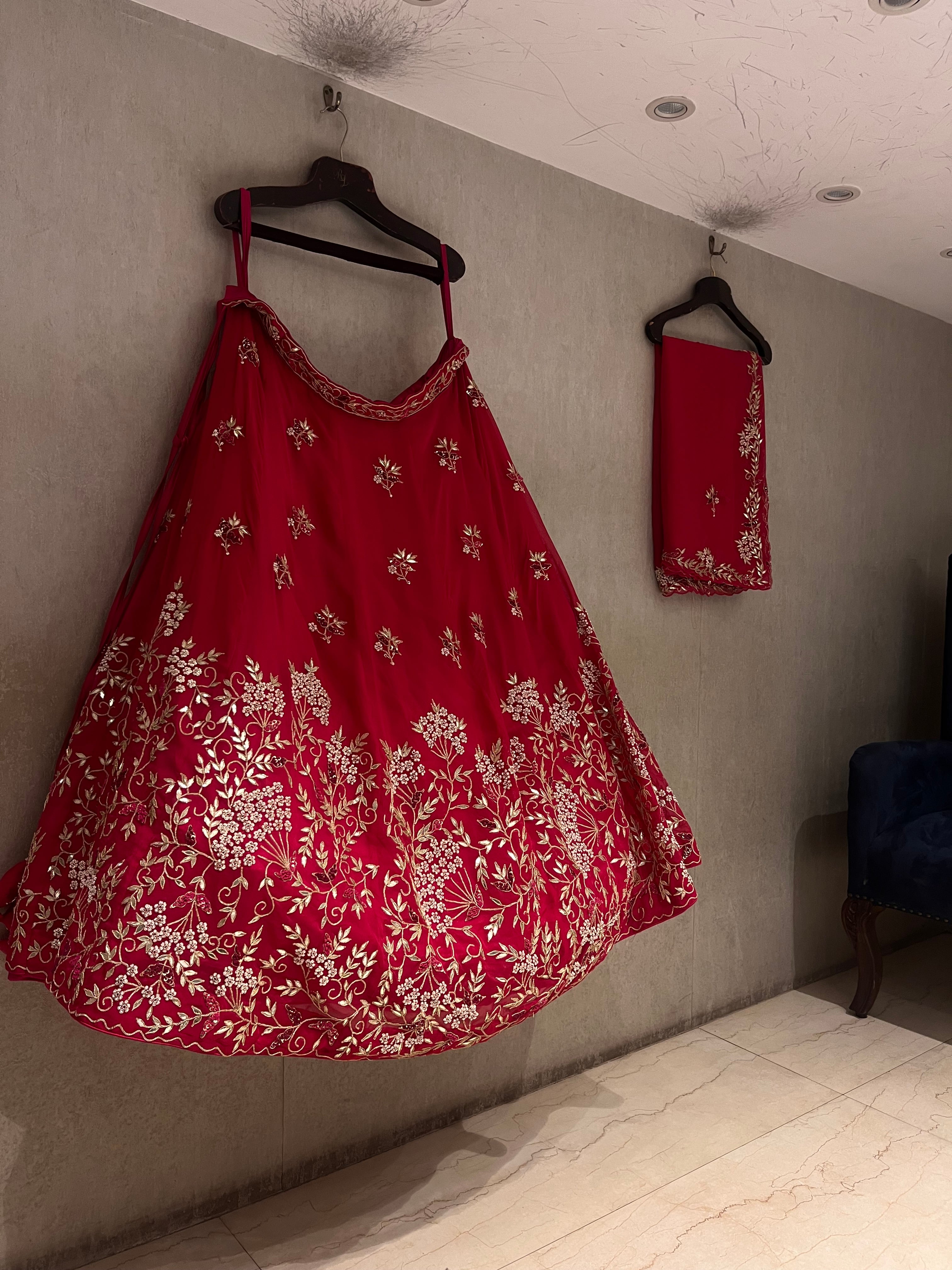 Meera in Raani pink lehenga set