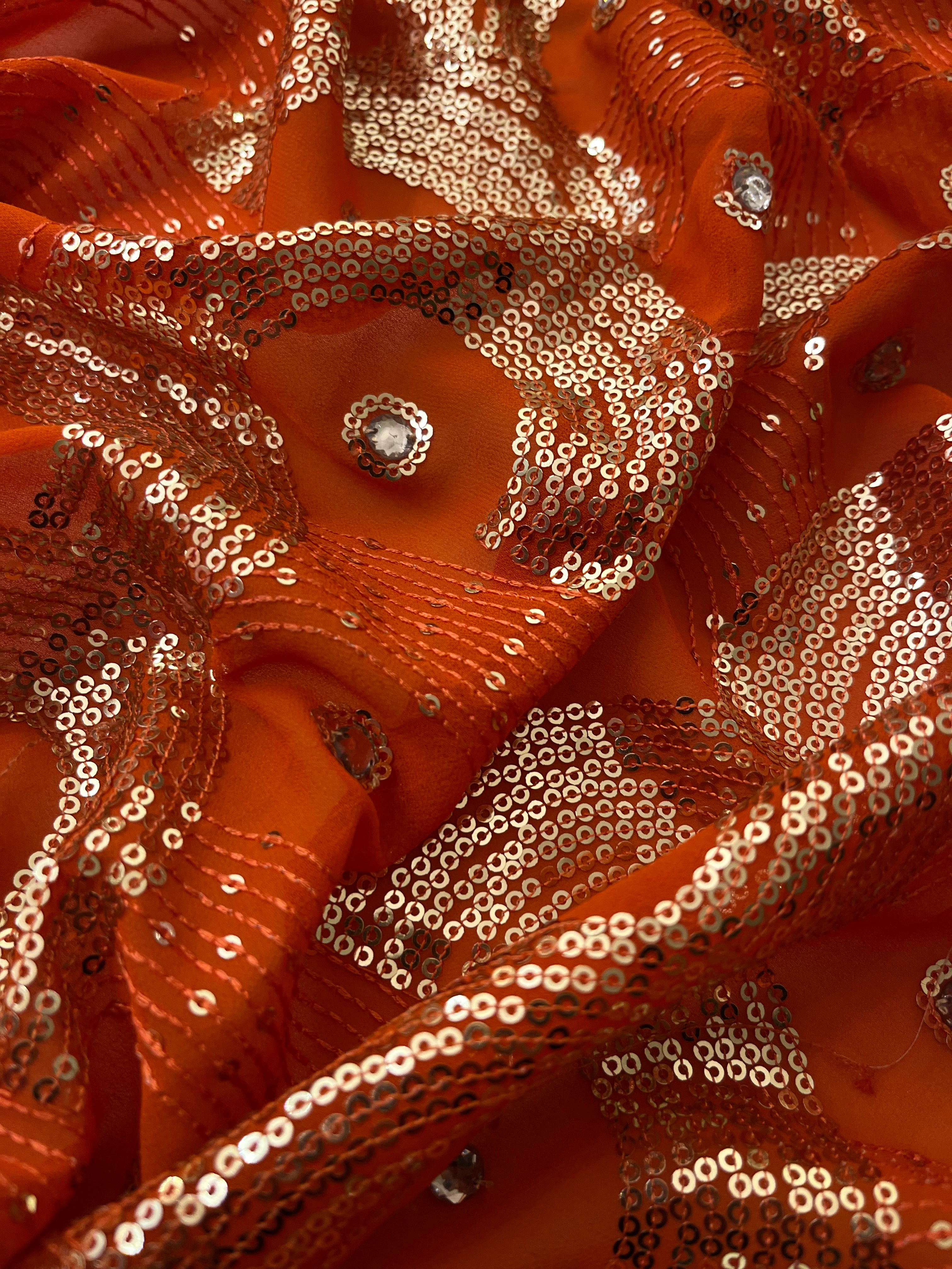 Rust Orange Saree