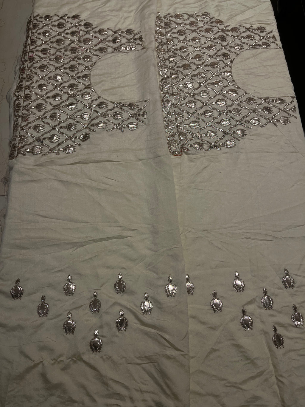 Gold Raw Silk Lotus Lehenga Set