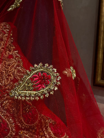 Red and Golden heavy stone lehenga Set