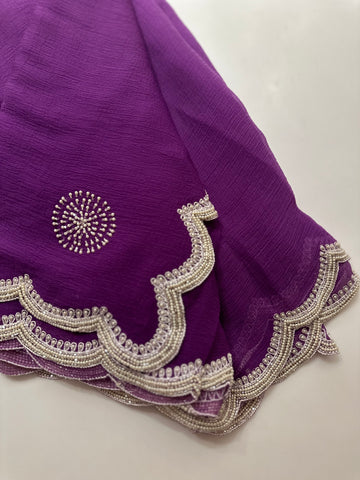 Purple chiffon saree
