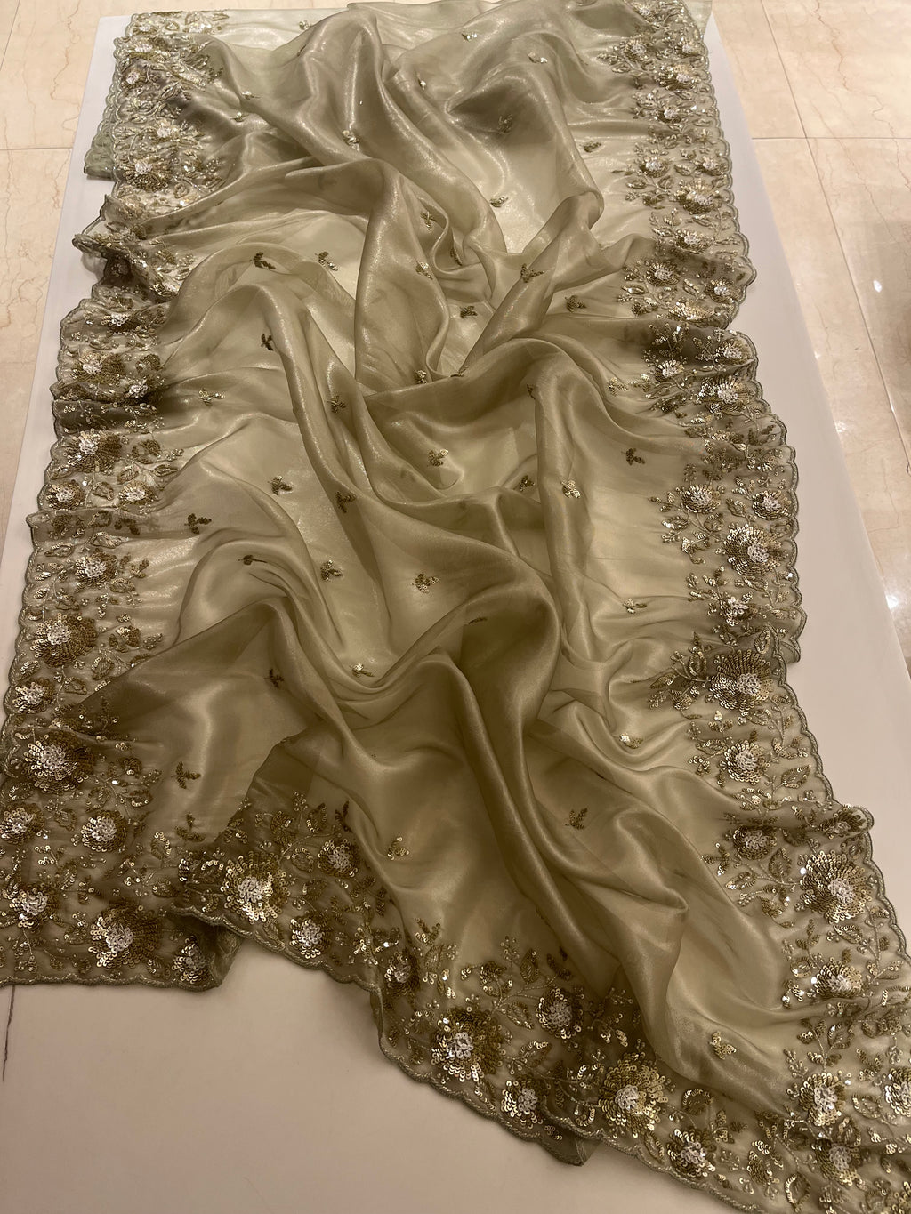 mehendi green tissue saree