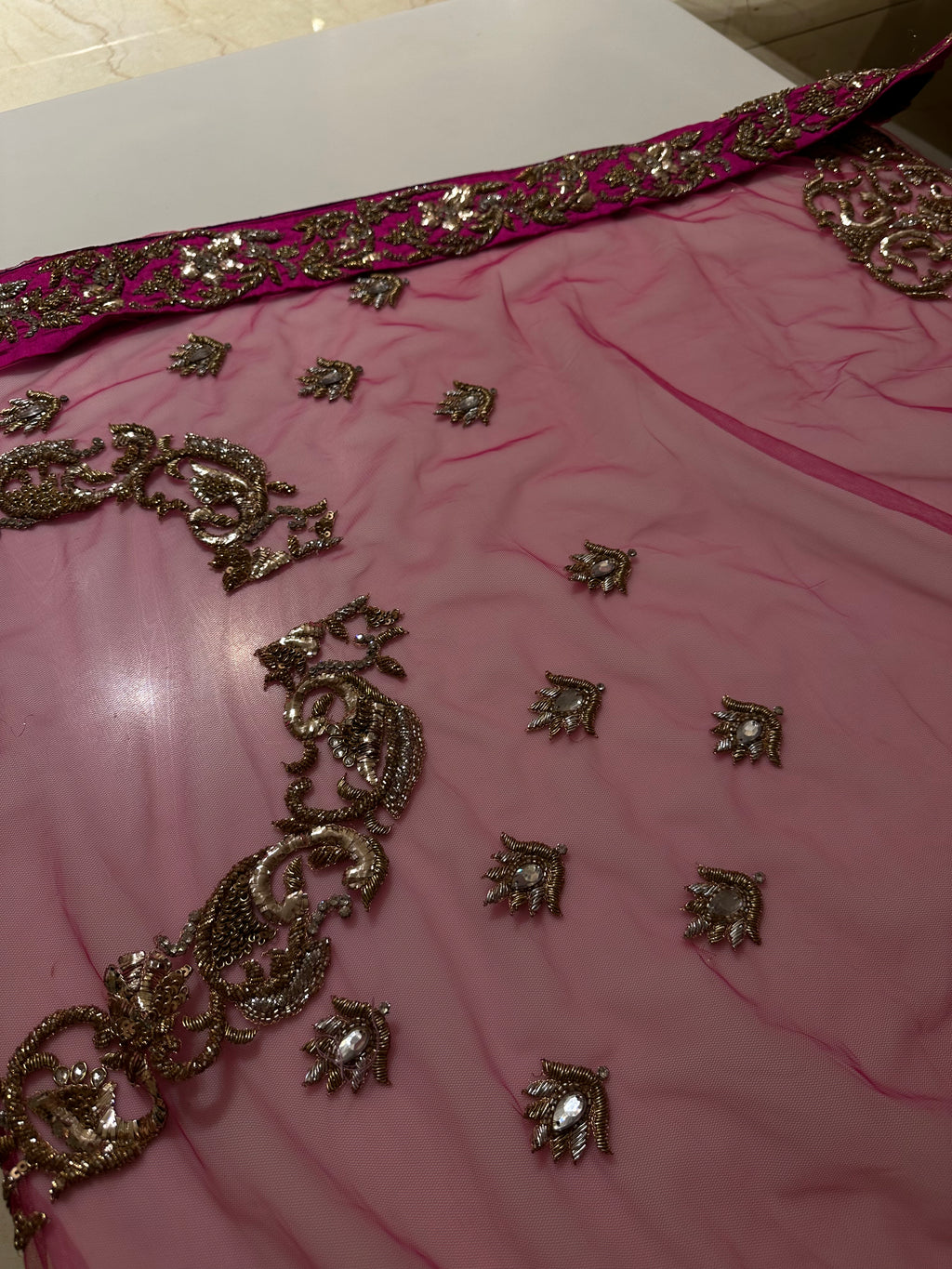 Mango Pure Georgette, heavy Mukesh lehenga