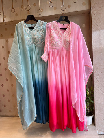 Rose Pink Ombré Anarkali Suit