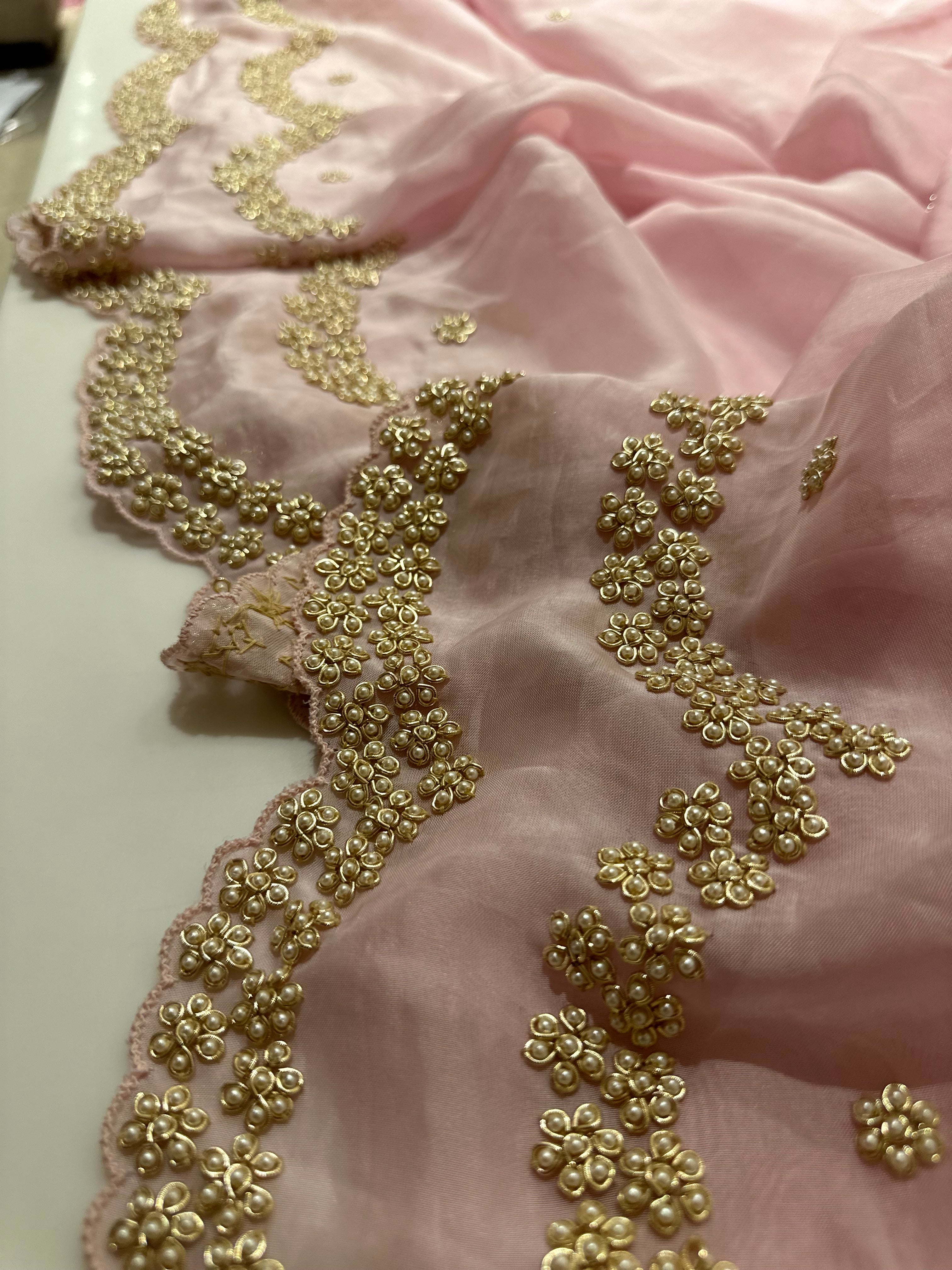 Lotus Pearl Pink Saree