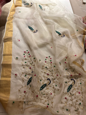 Pure Kota silk Ivory saree