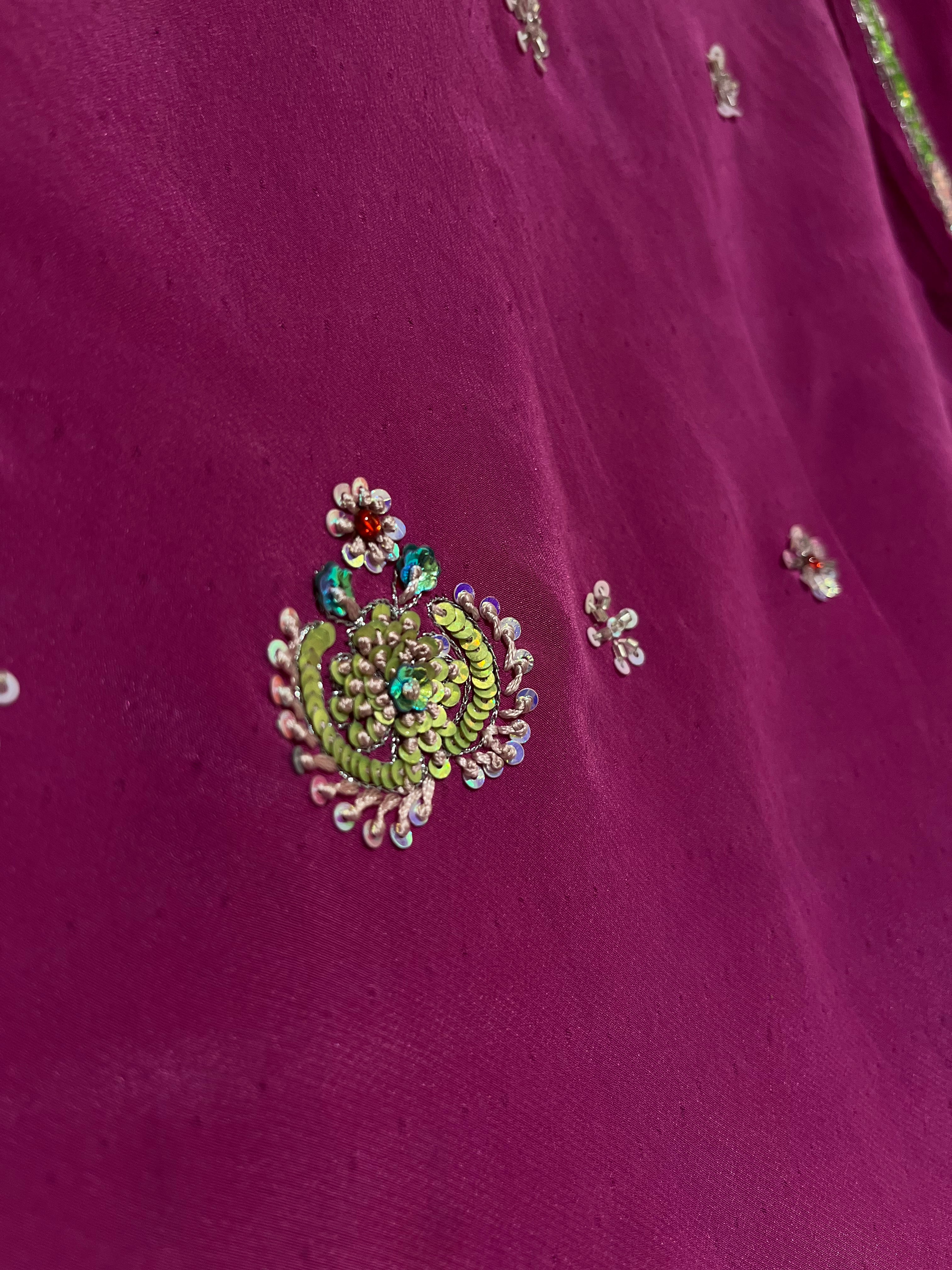 Magenta Unstitched Lehenga Set