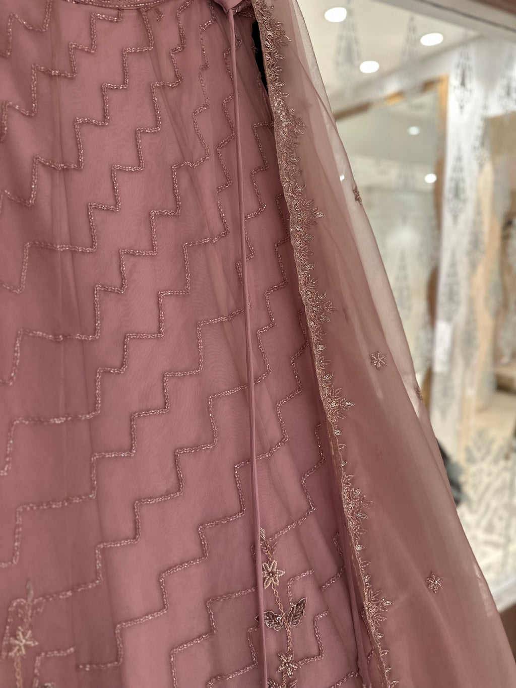 Glitz and Glam Handwork Organza lehenga