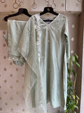 Elaichi Green Silk Straight Suit Set