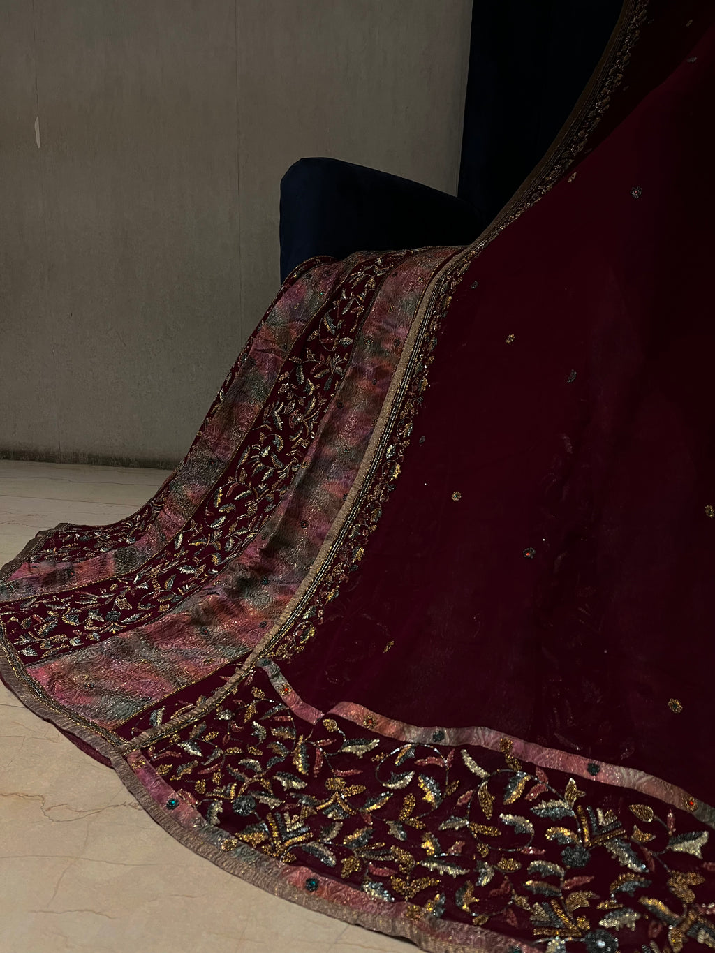 Silk And georgette Kali Lehenga Set