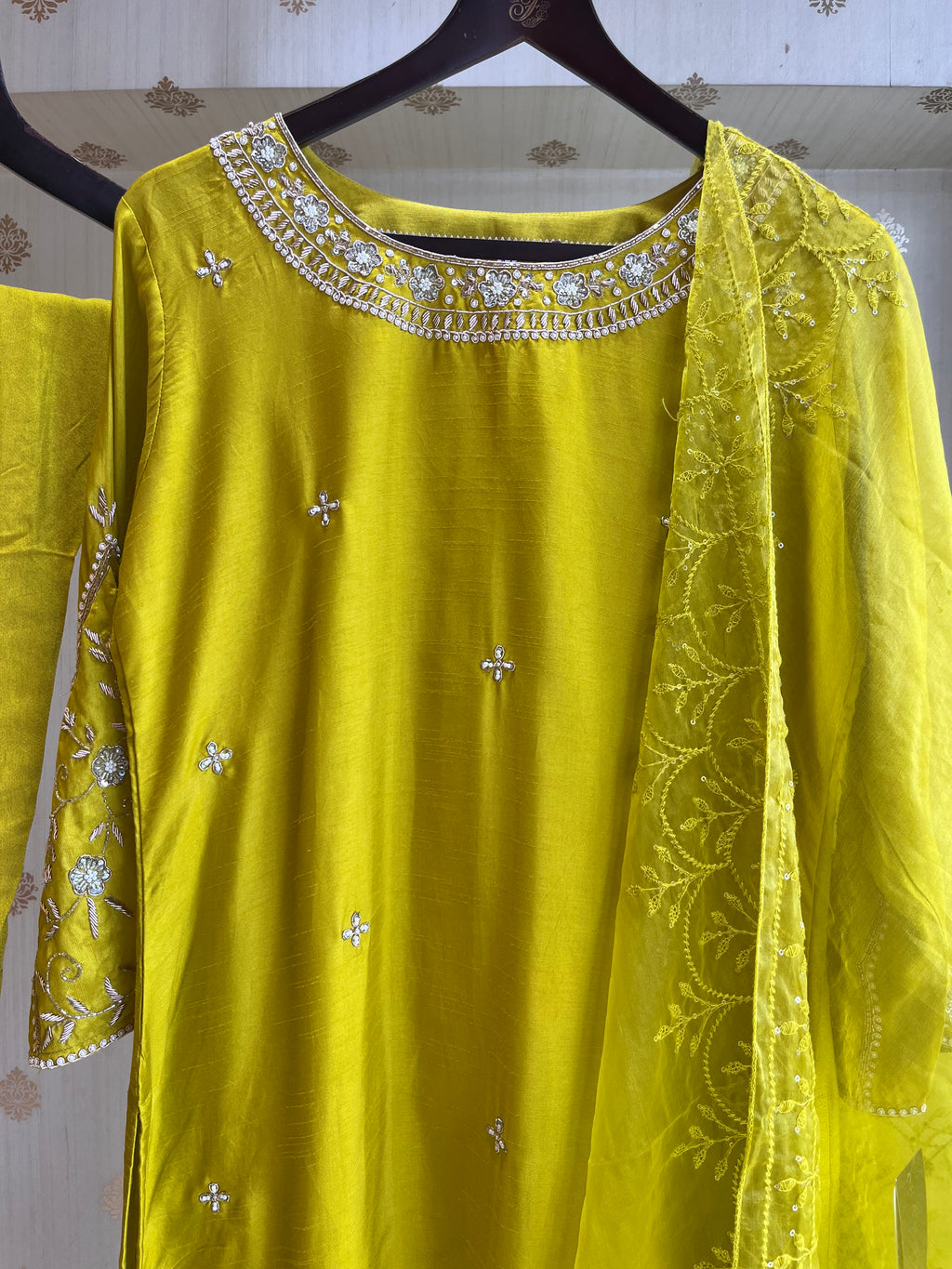 Lemon Green Straight suit set