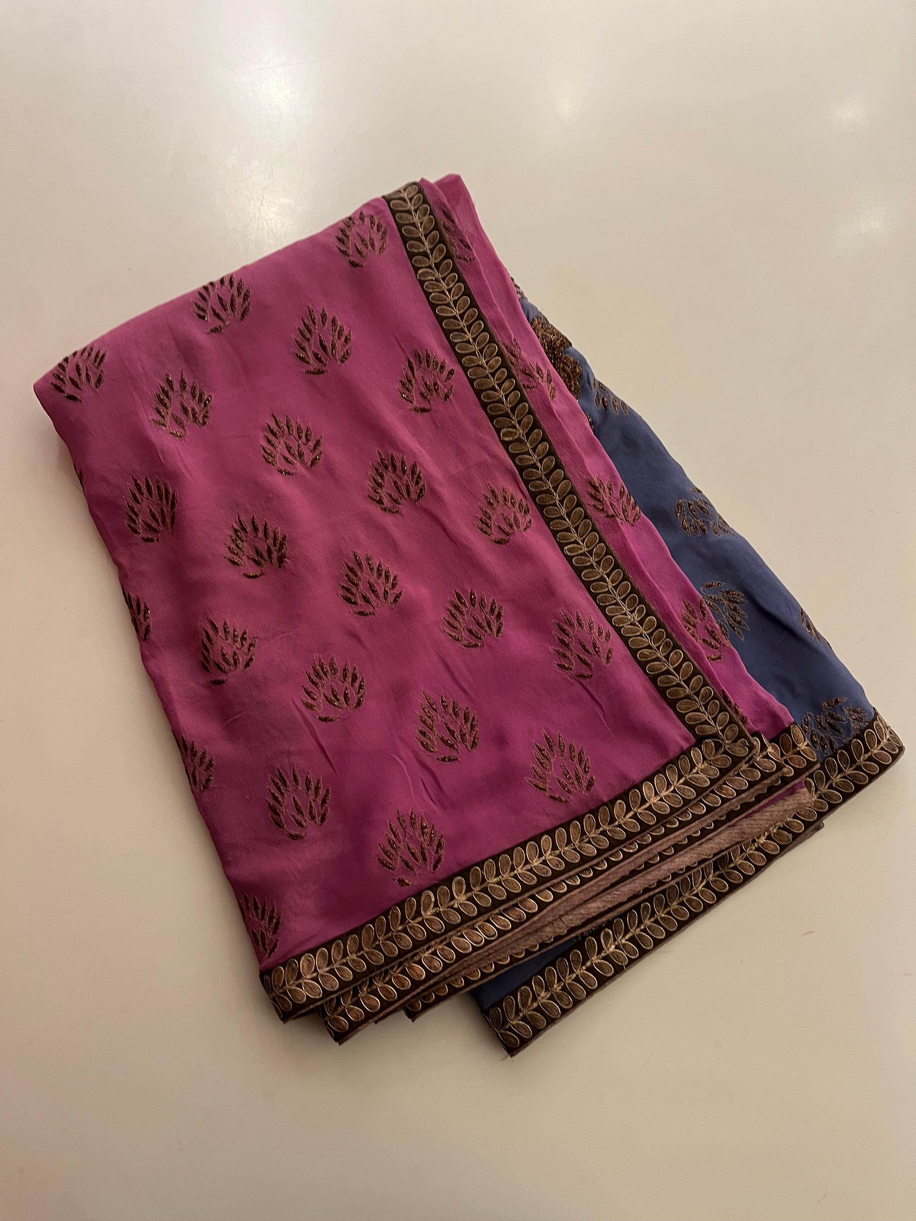 Pink to Purple Ombré Saree