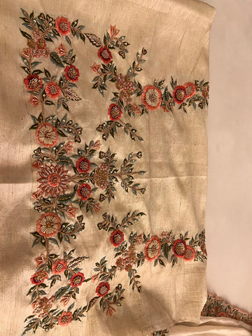Ivory Handwork Organza saree