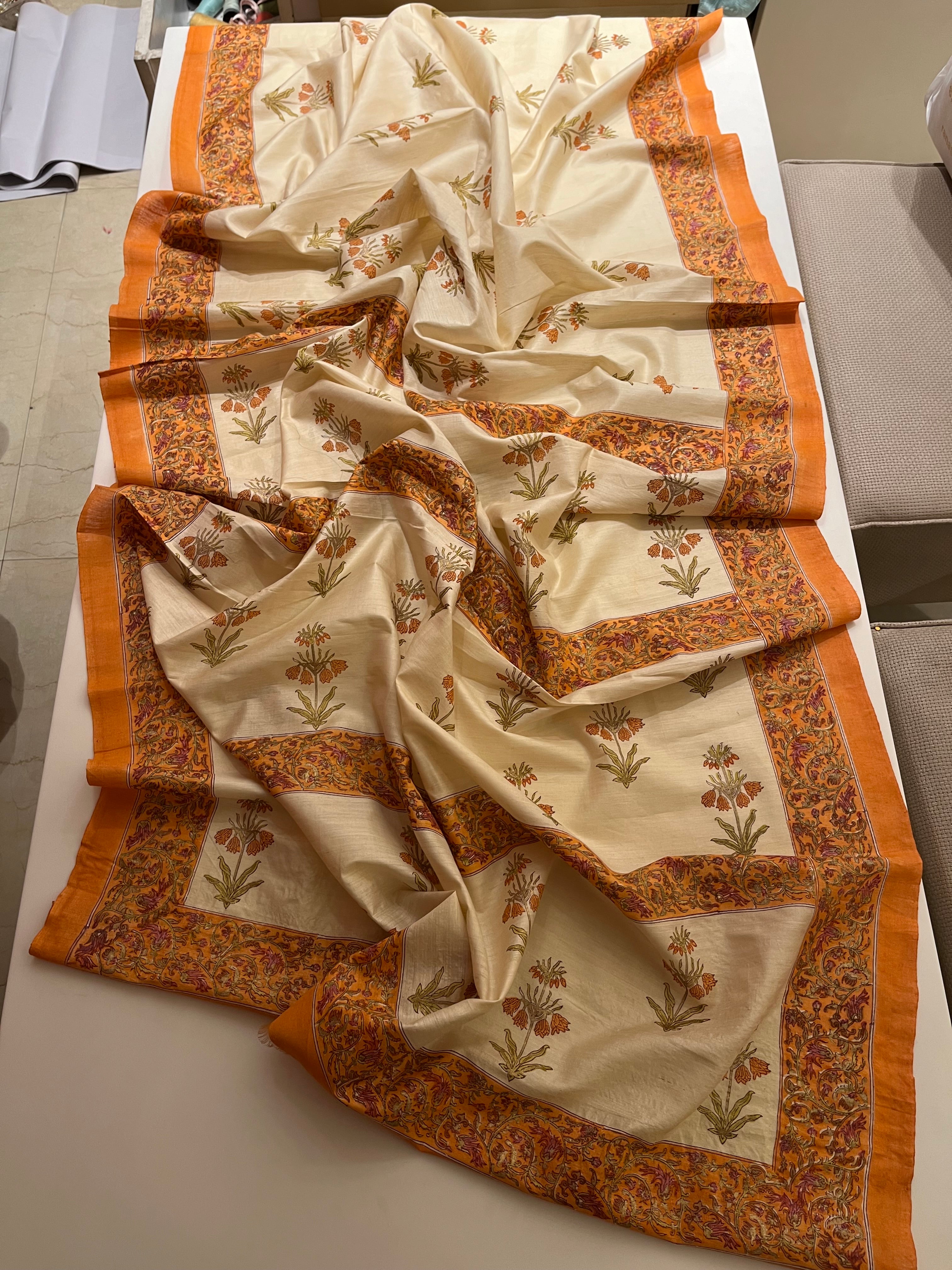 Jaipuri Print Silk Saree