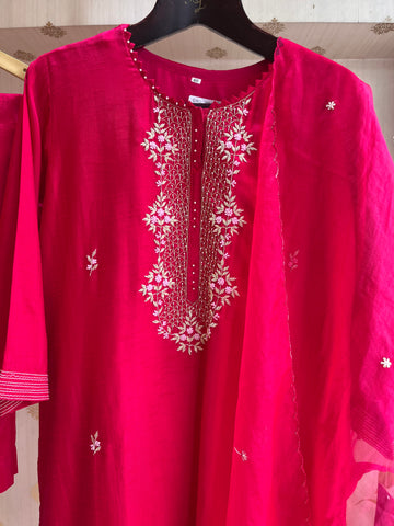 Raani Pink raw silk suit set