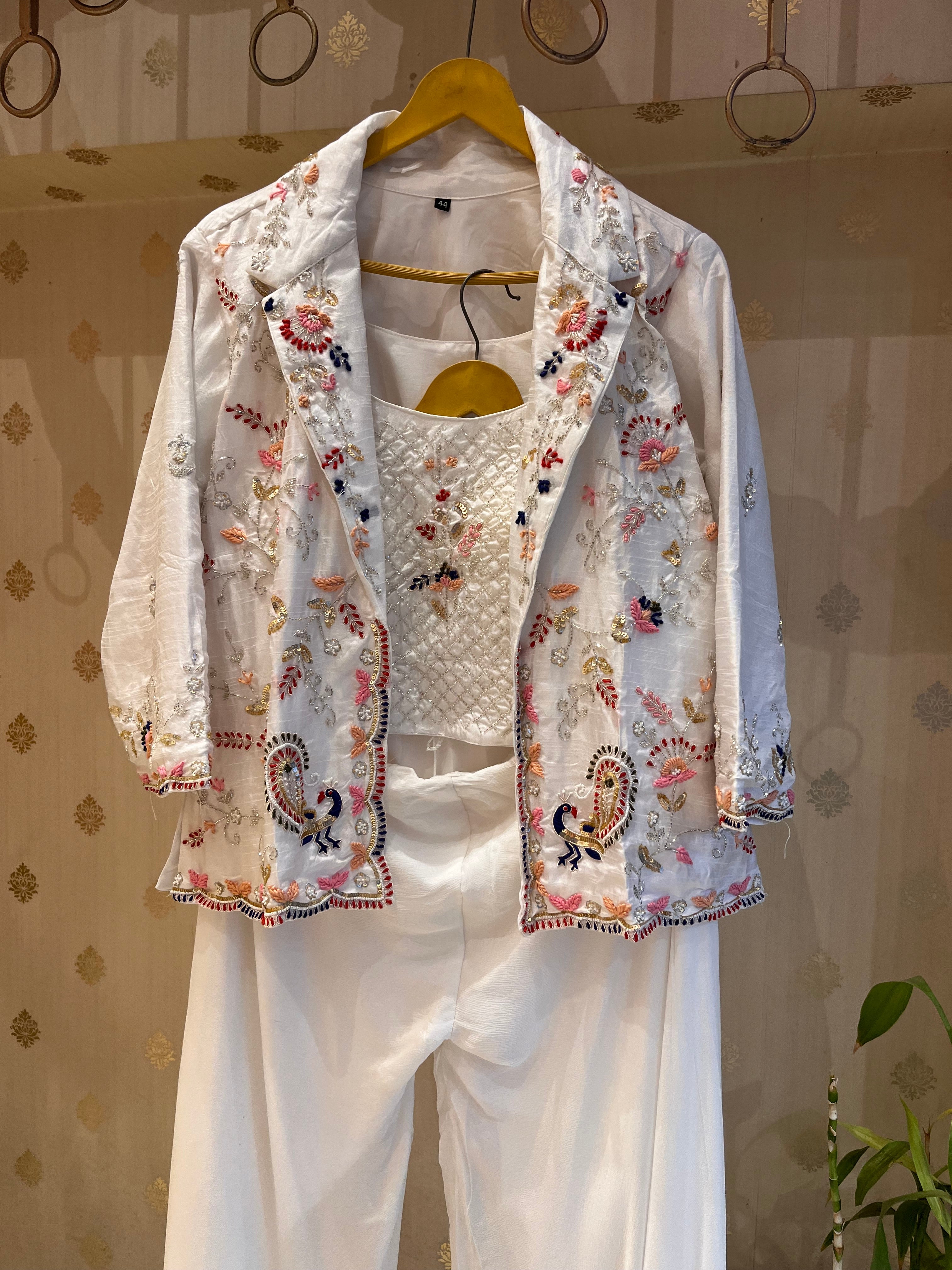 3 peice embroidered indo-western set