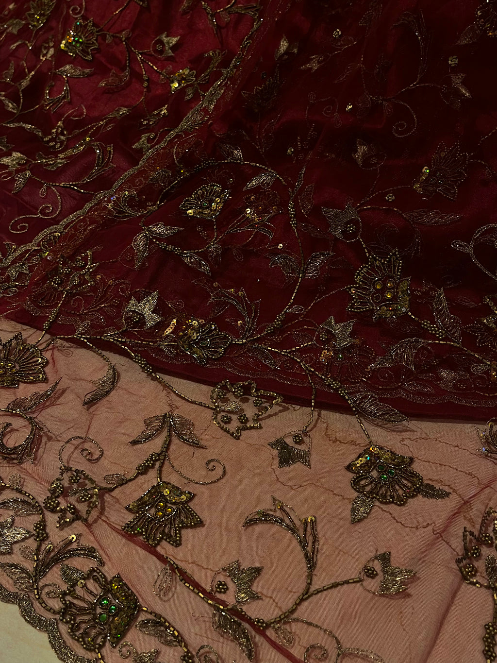 Mahroon Katdana & Zari Lehenga Set