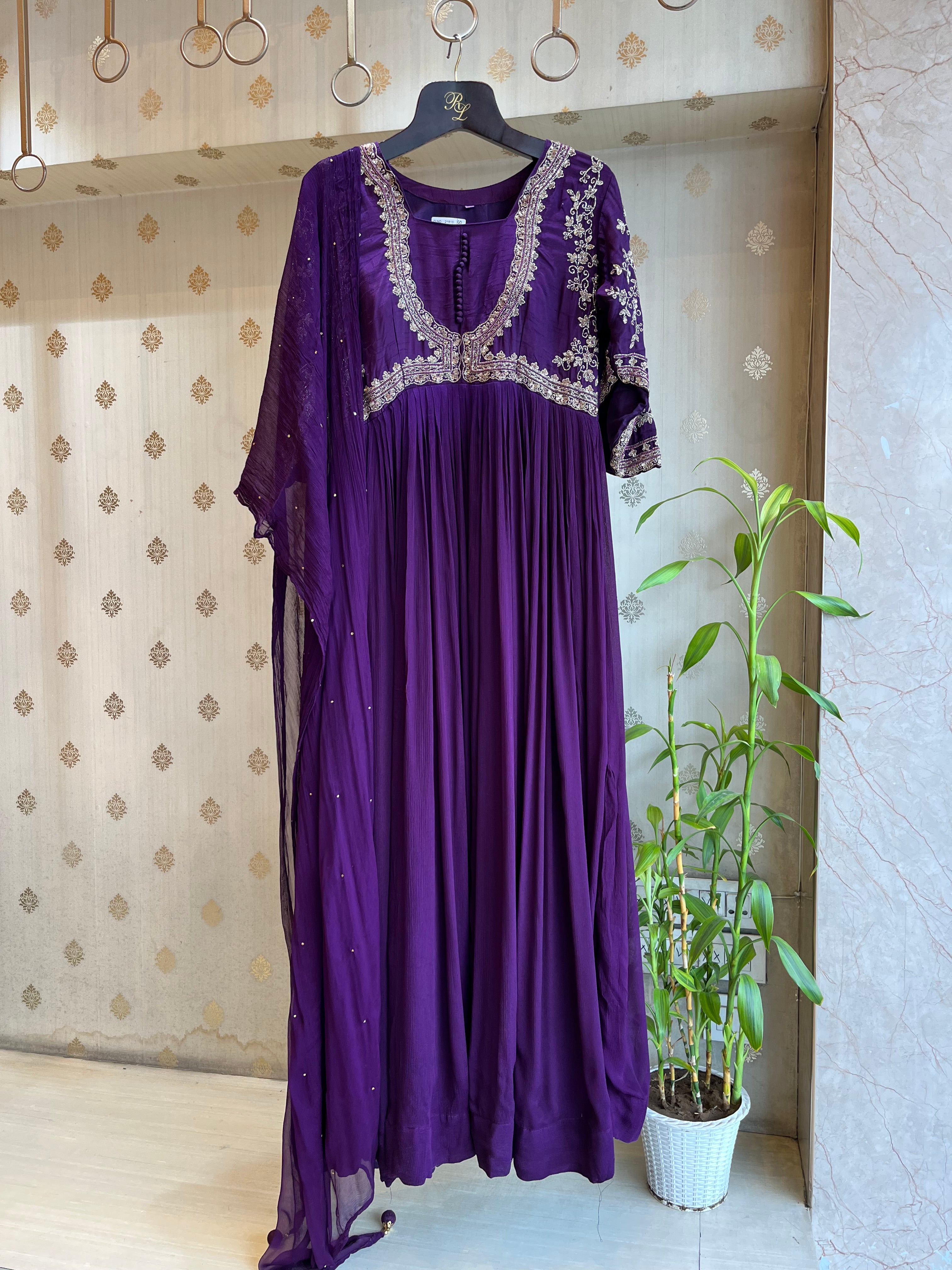 Violet Anarkali Set