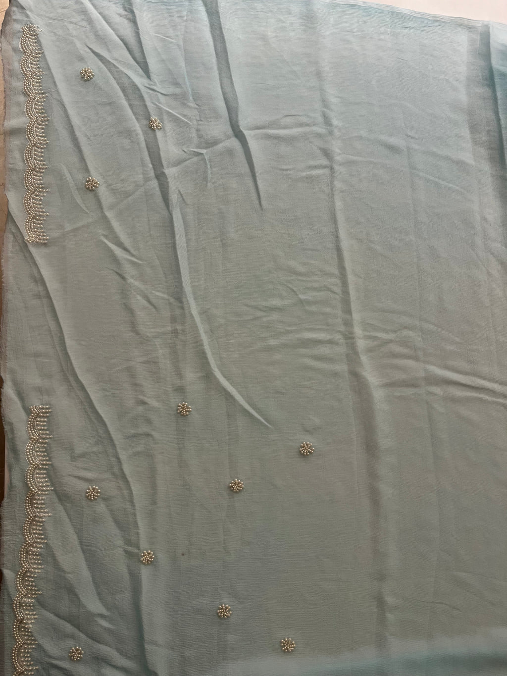 Pretty Pearls Aqua Saree