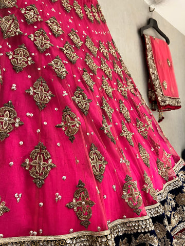 beautiful pink heavy net lehenga set