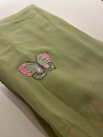 Elaichi green butterfly saree