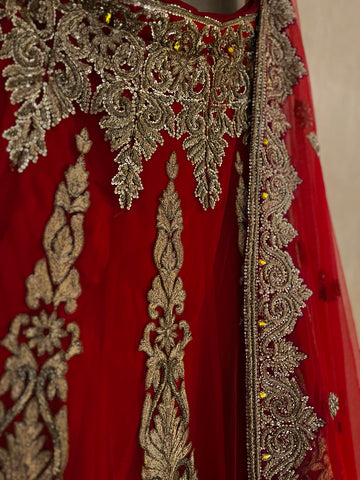 Bridal Red Zardozi lehenga set