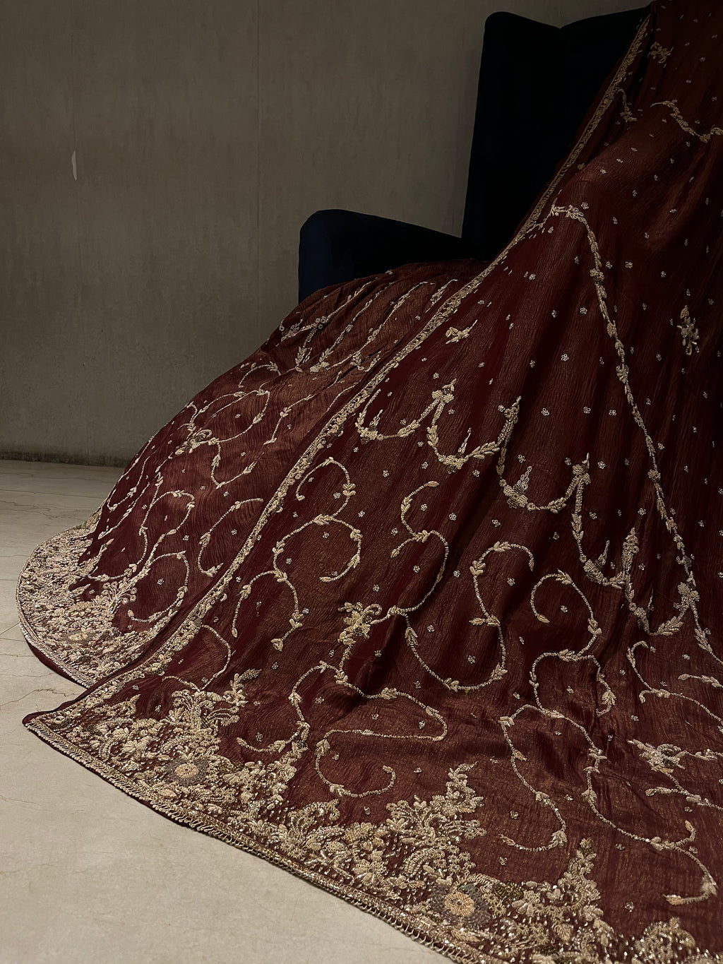 Maroon zardozi lehenga