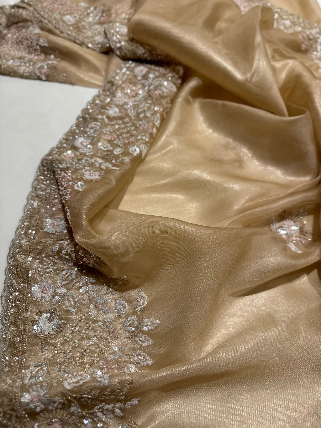 Gold Tissue Handwork Saree