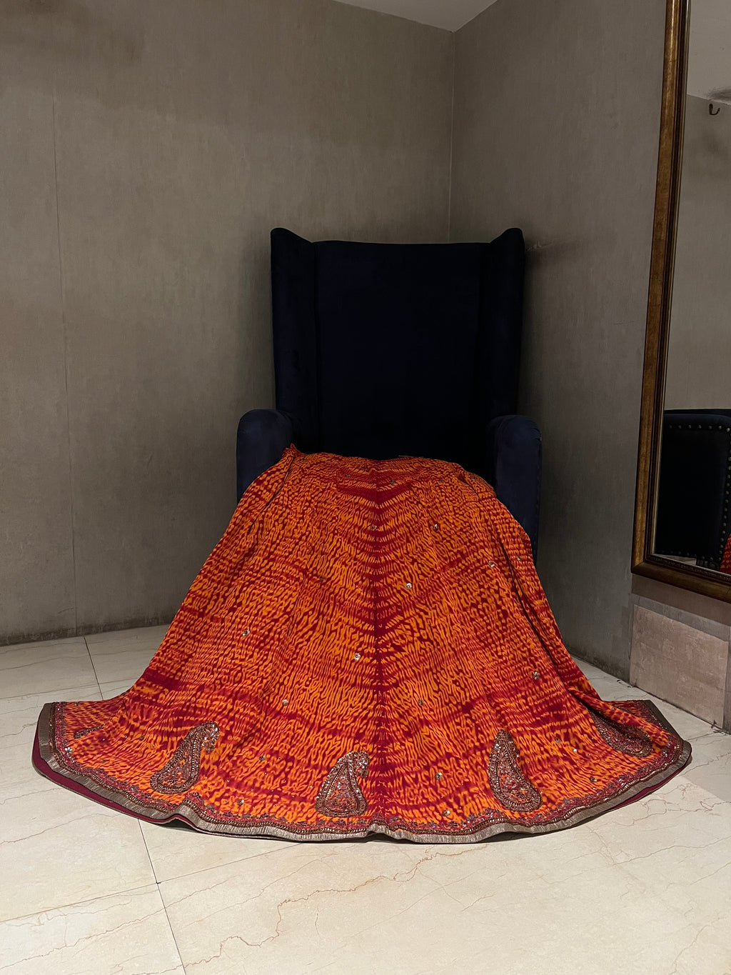 Shibori Orange Skirt