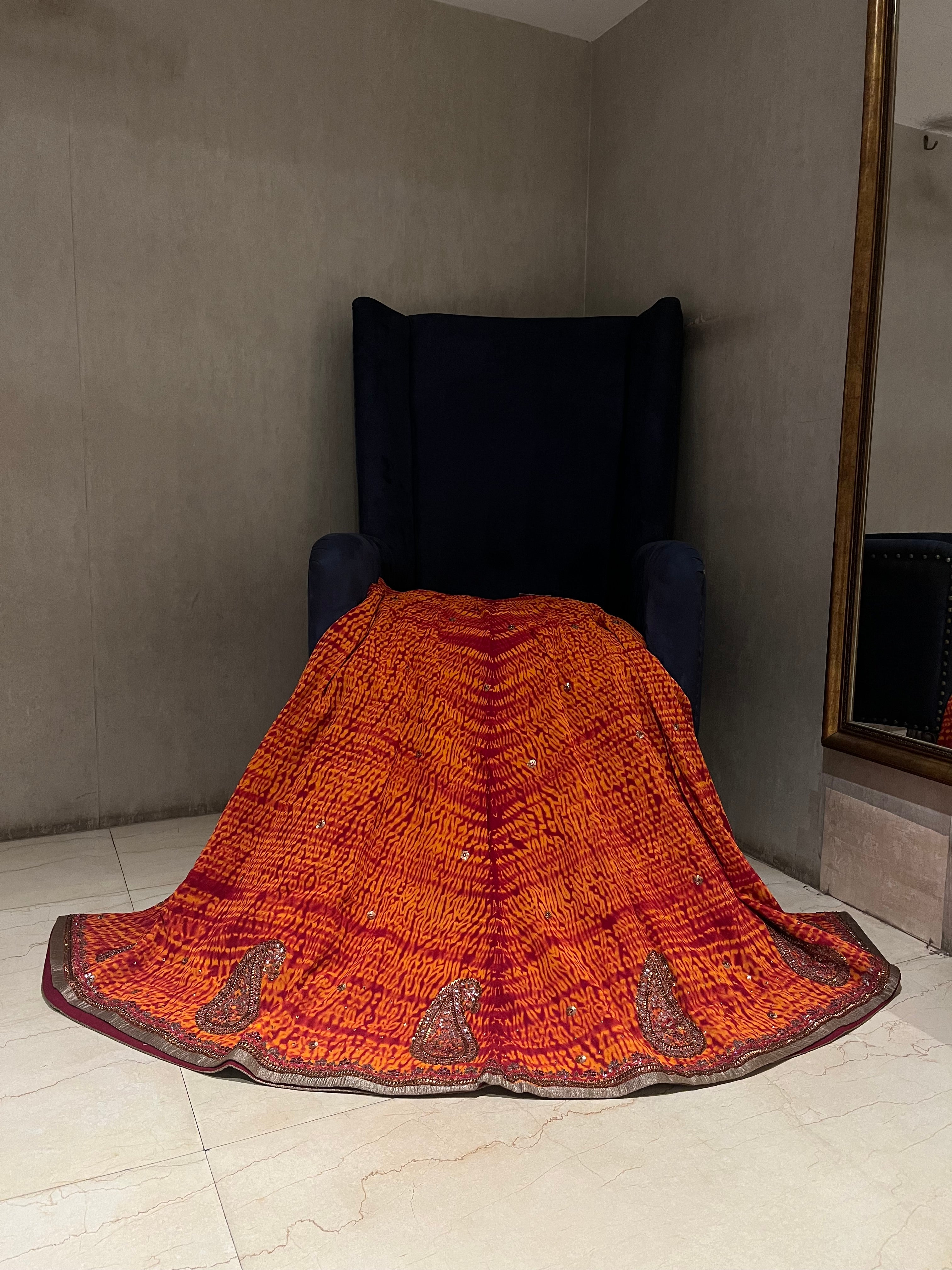 Shibori Orange Skirt