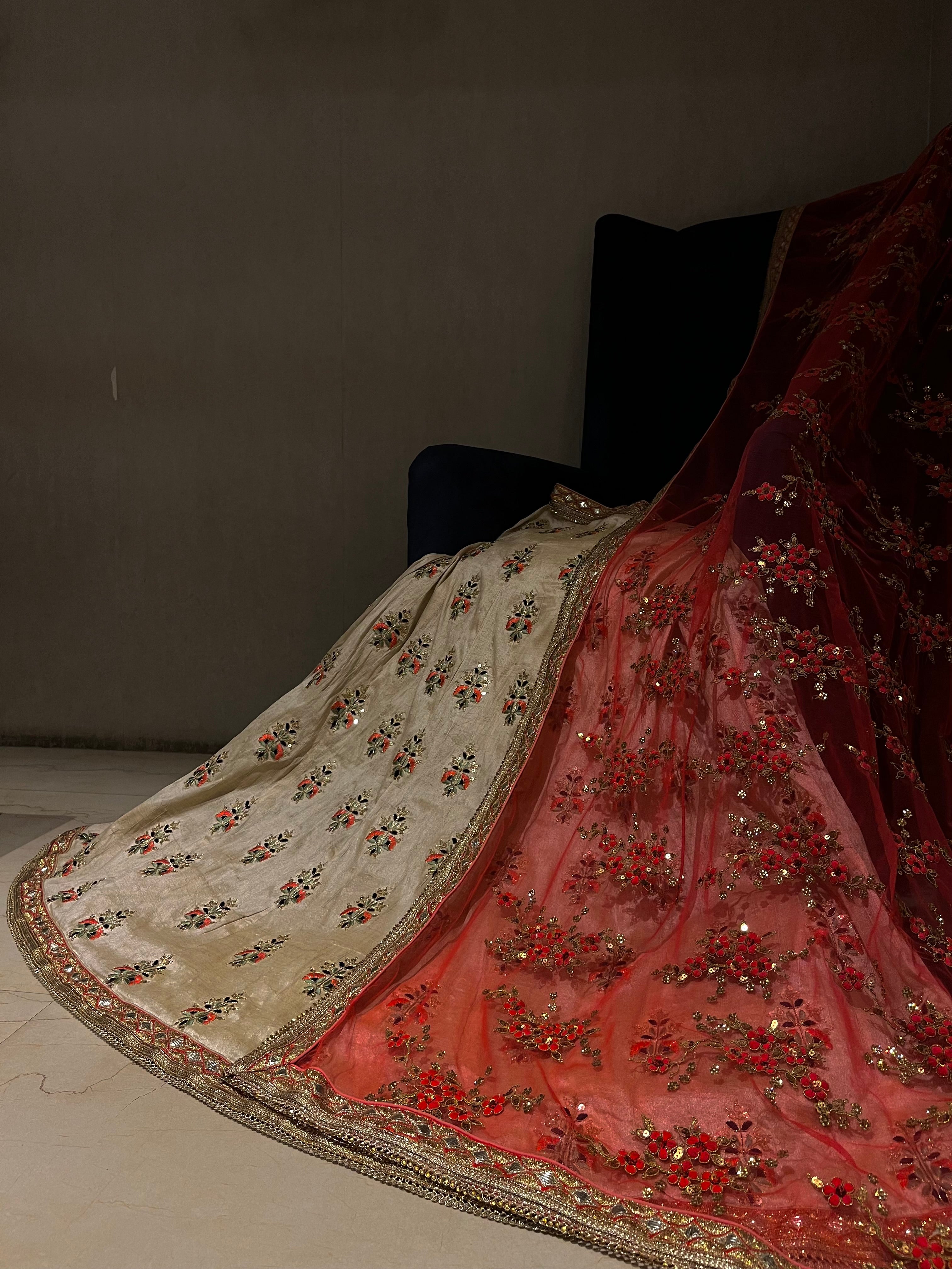 Ivory Silk Lehenga Set