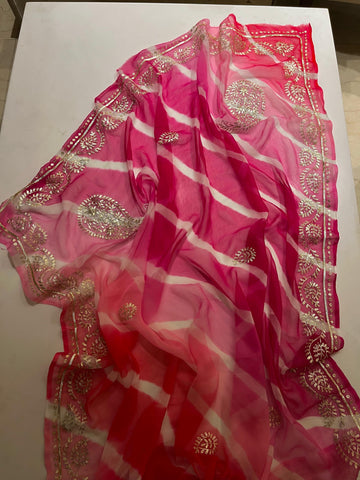 Lehriya handwork saree