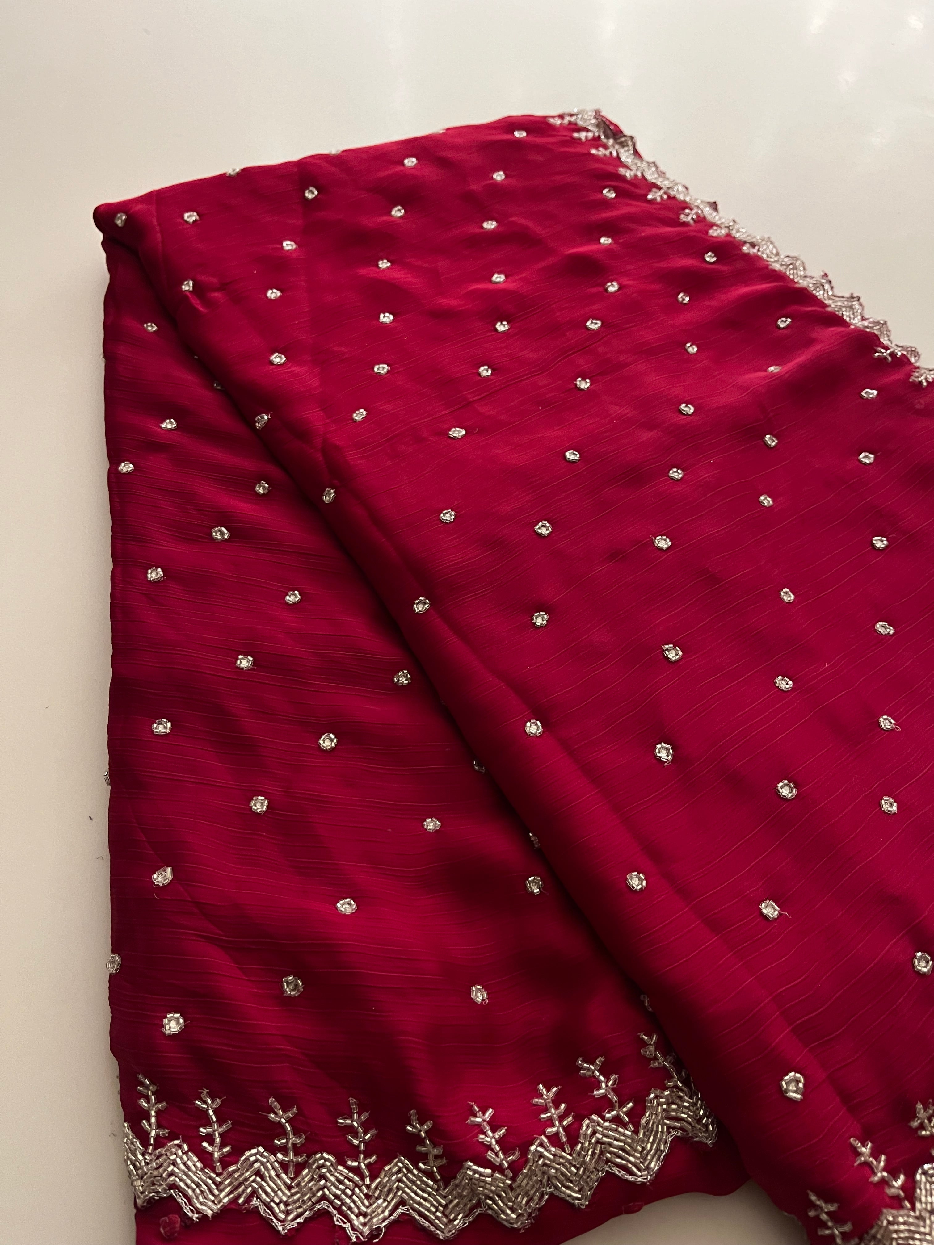 Rose Pink crystal Saree