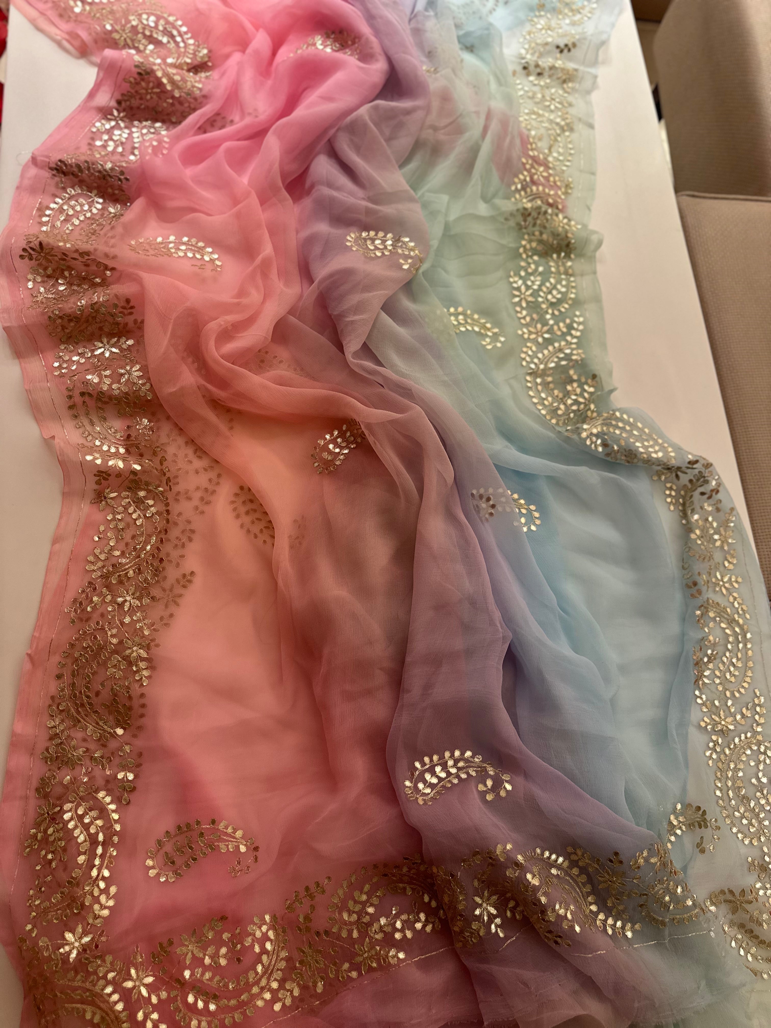 Handwork Gotapatti aaritari saree