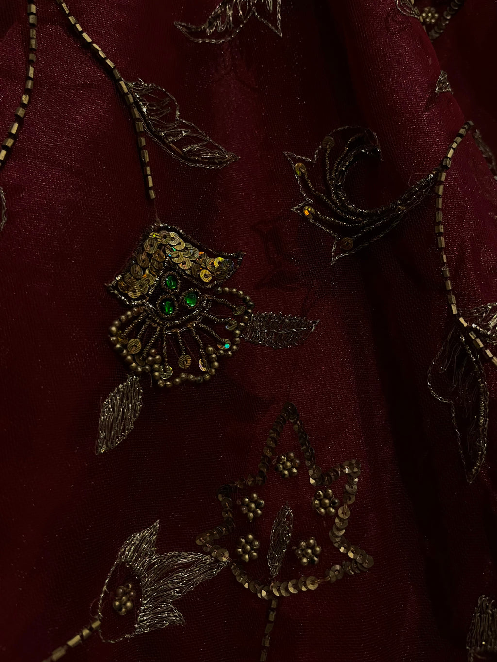 Mahroon Katdana & Zari Lehenga Set
