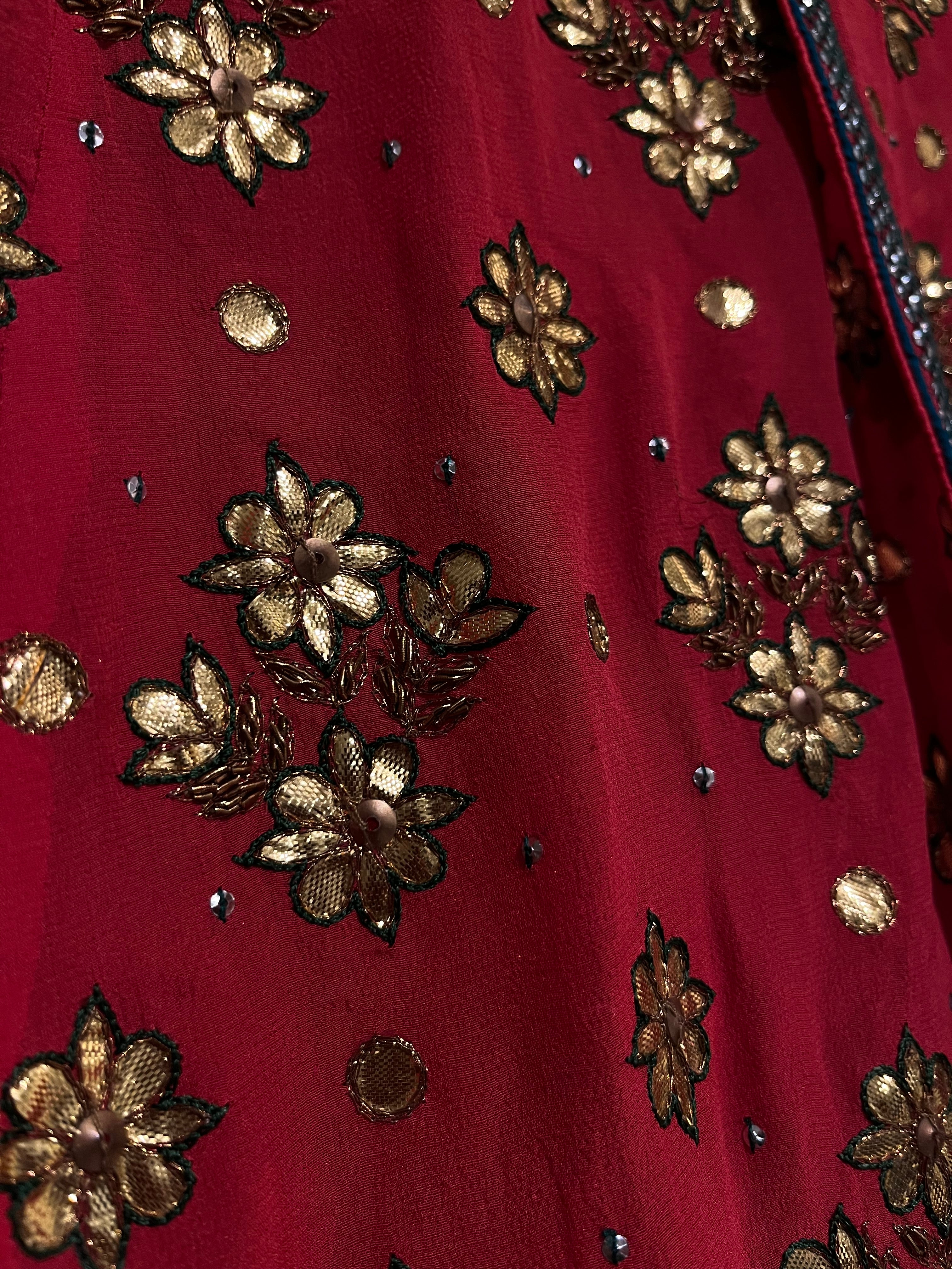 Georgette and Brocade Lehenga Set