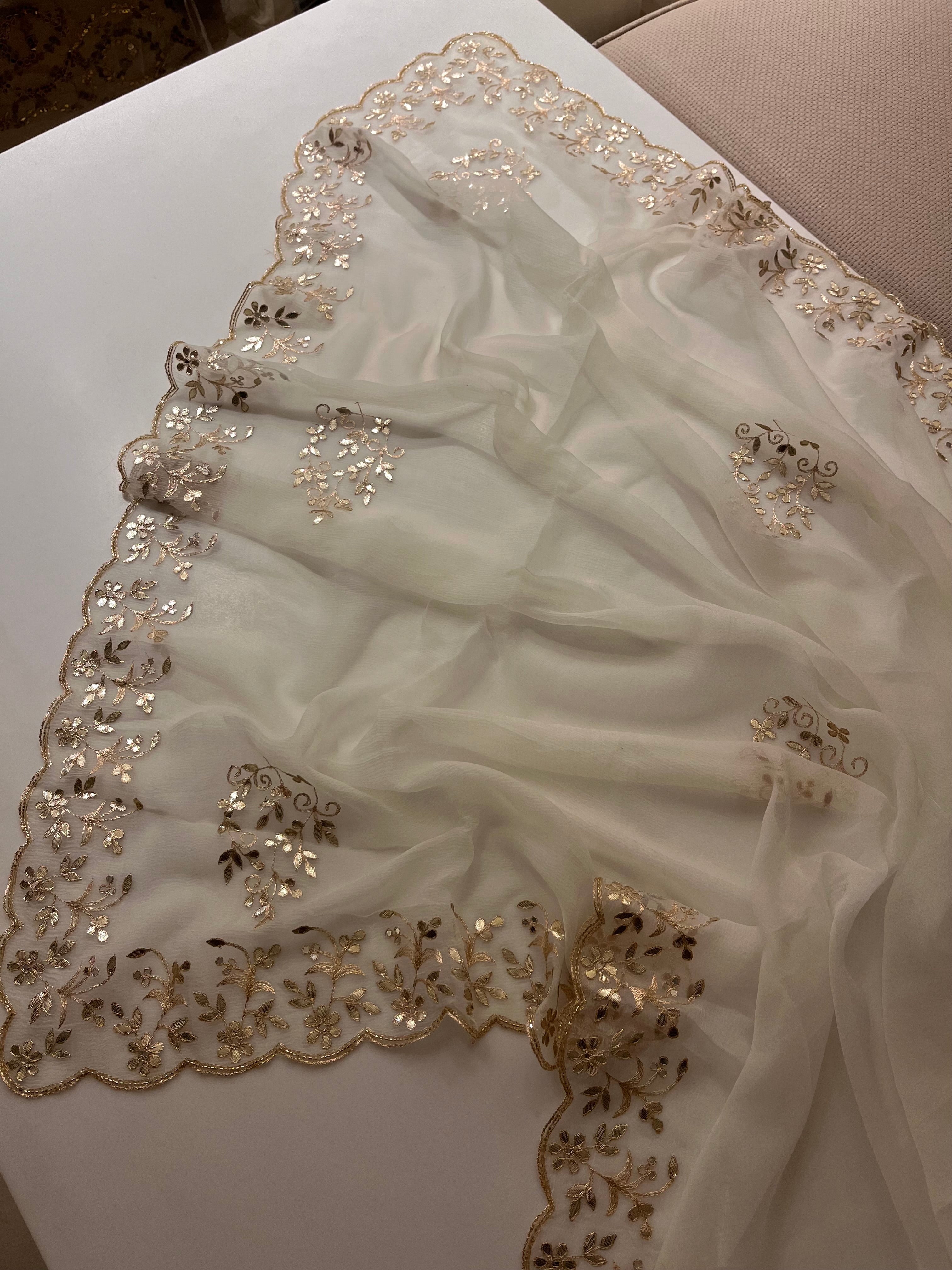 Ivory Traditional Gotta Saree