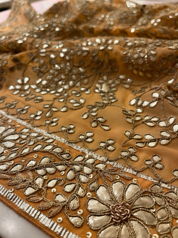 gotta patti bagh peach saree