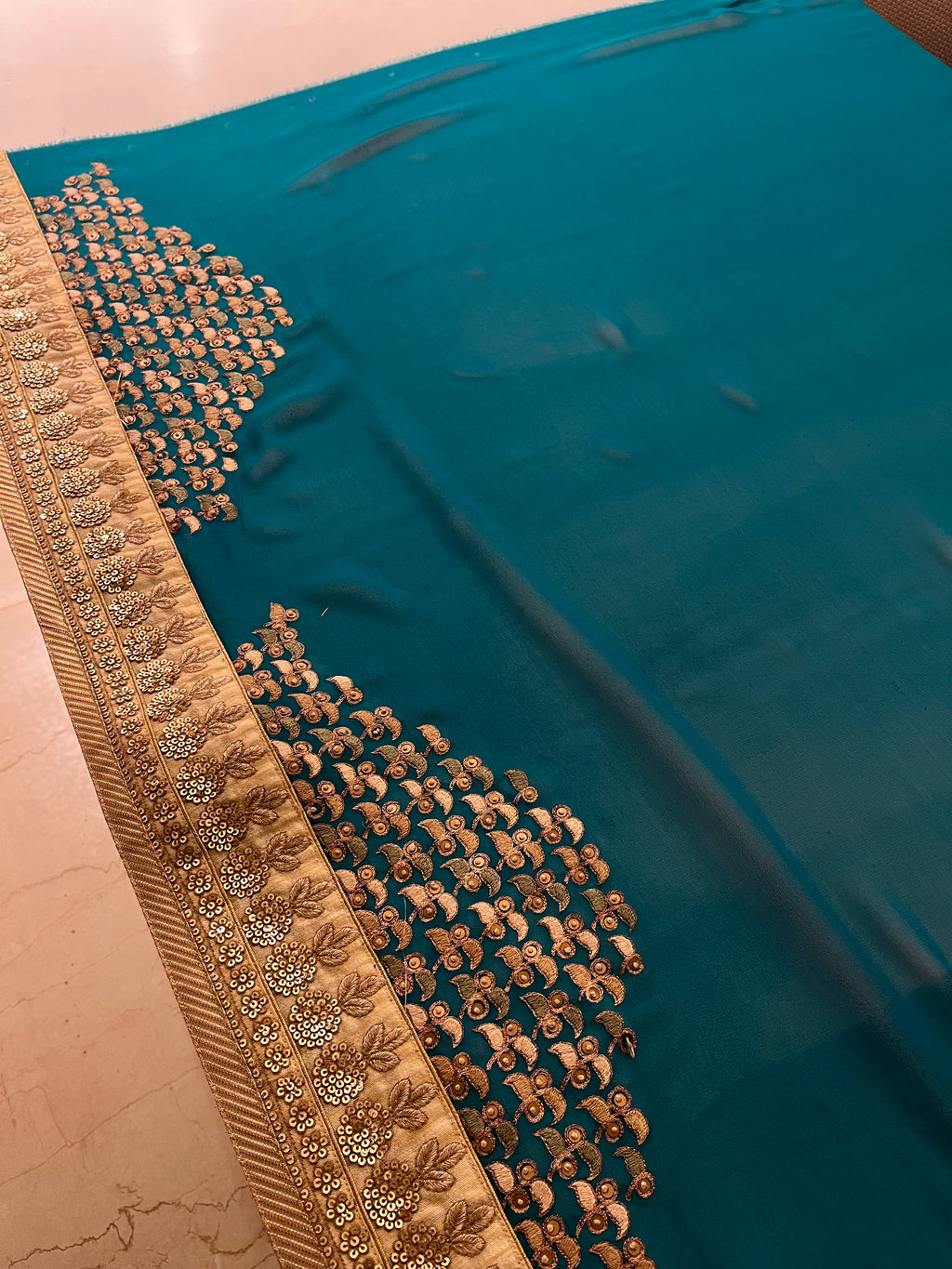 Teal Green Designer Saree