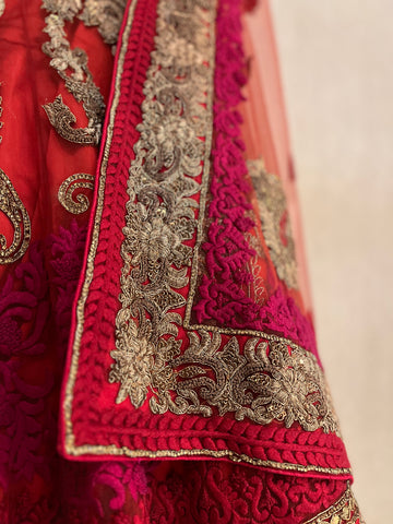 Rose red lehenga set