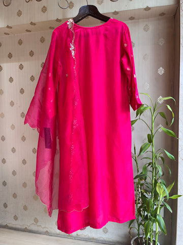 Raani Pink Chanderi Silk Suit set