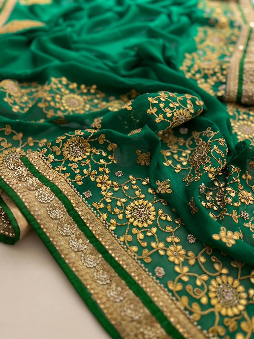 madhuri dixit designer half-half saree