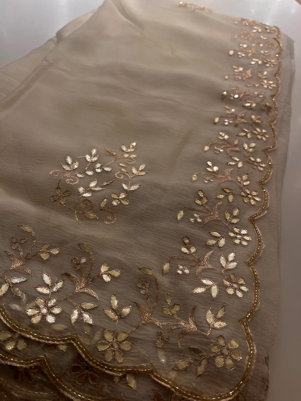 Ivory Traditional Gotta Saree
