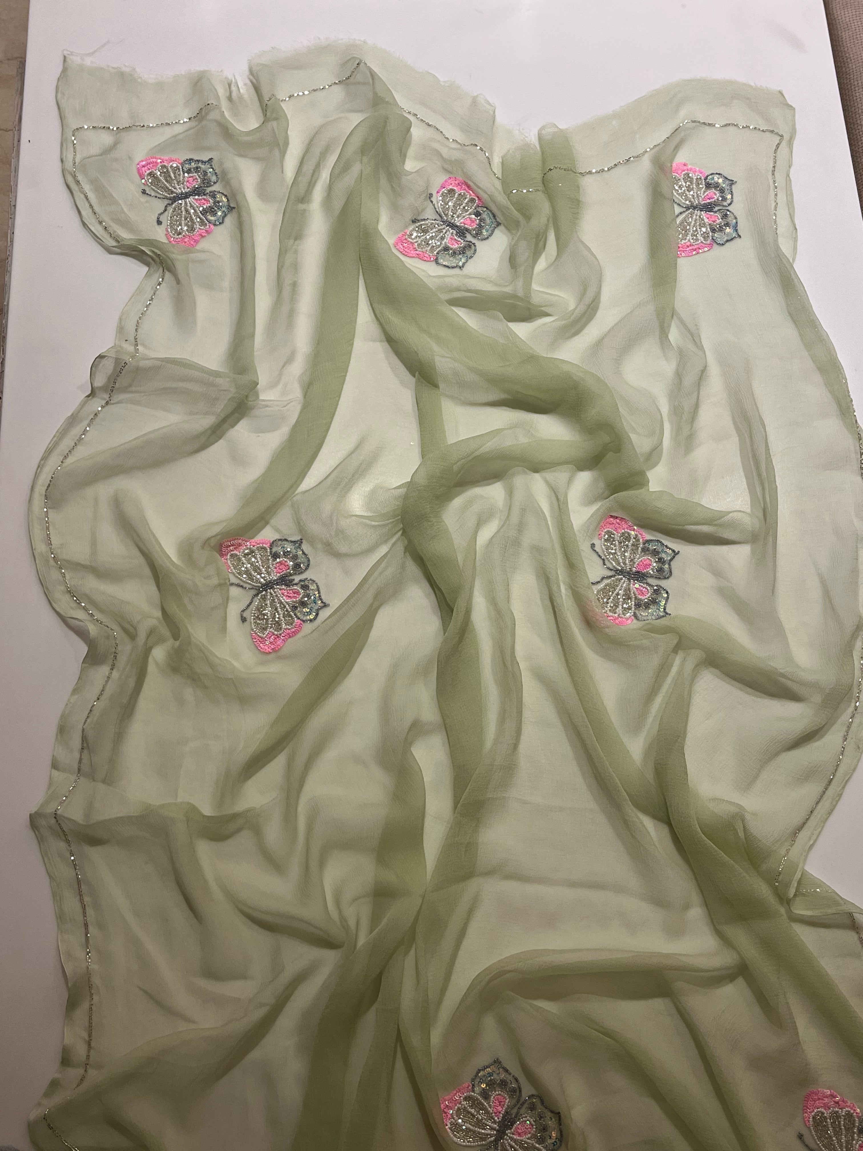Elaichi green butterfly saree