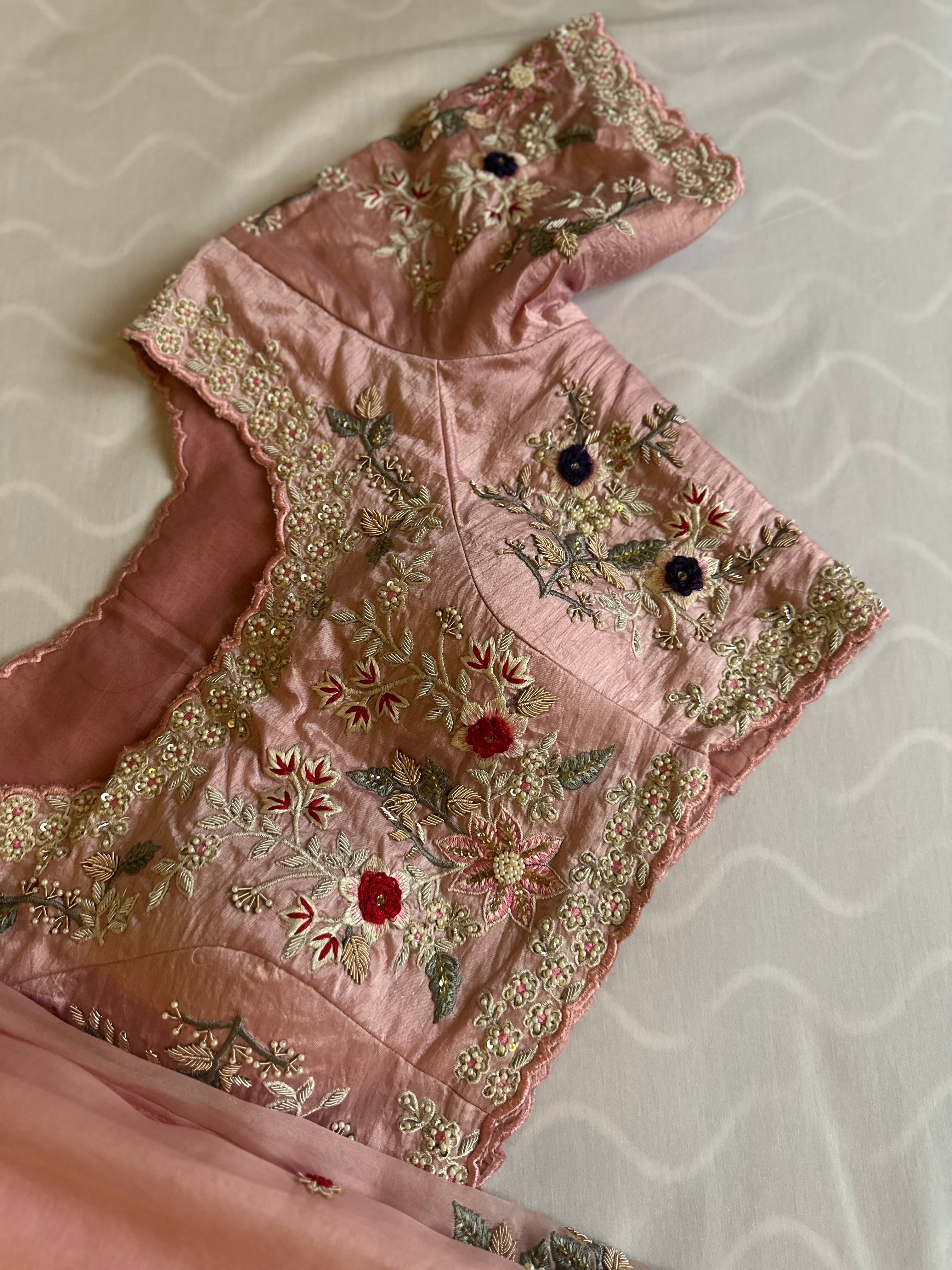 Gulaab Pure Organza Soft pink saree