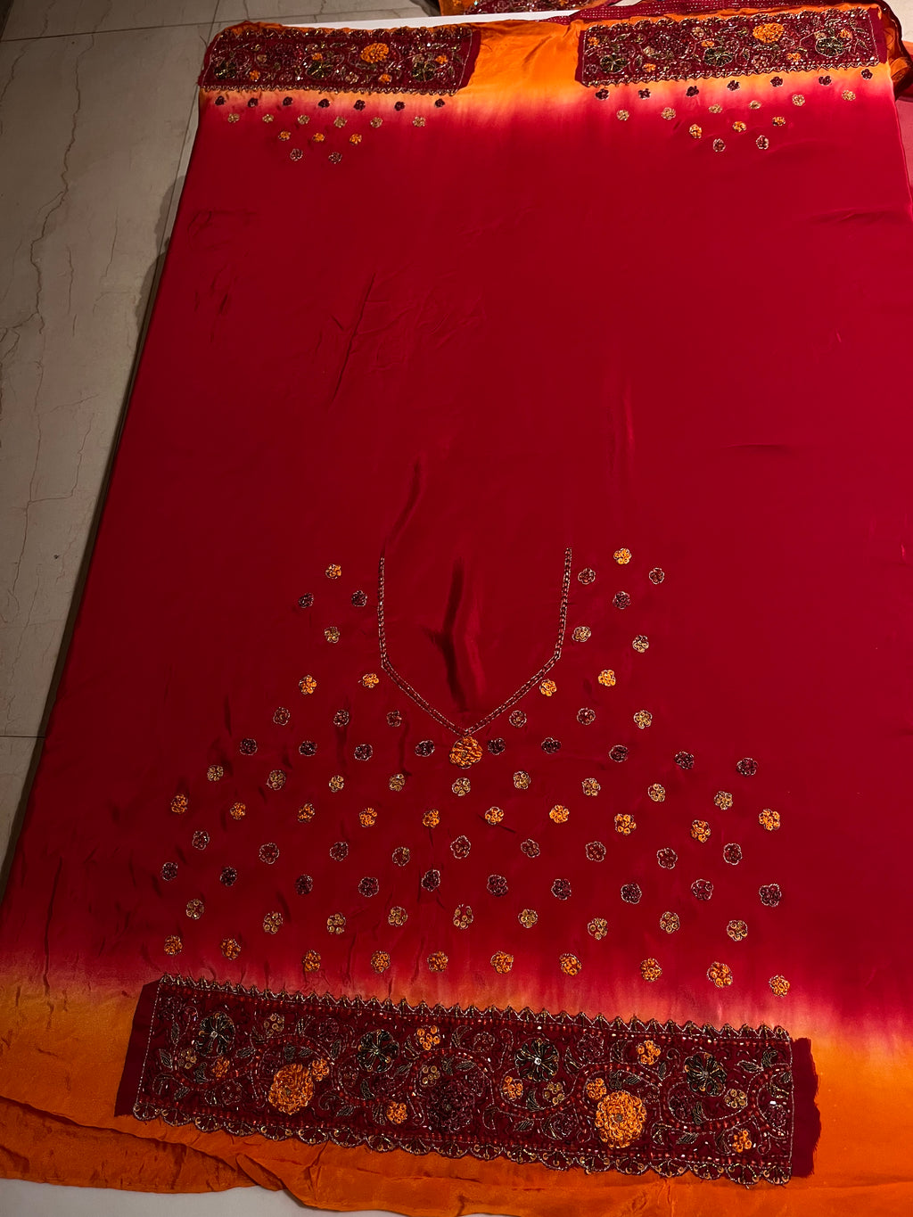 Orange and red Ombré Lehenga set